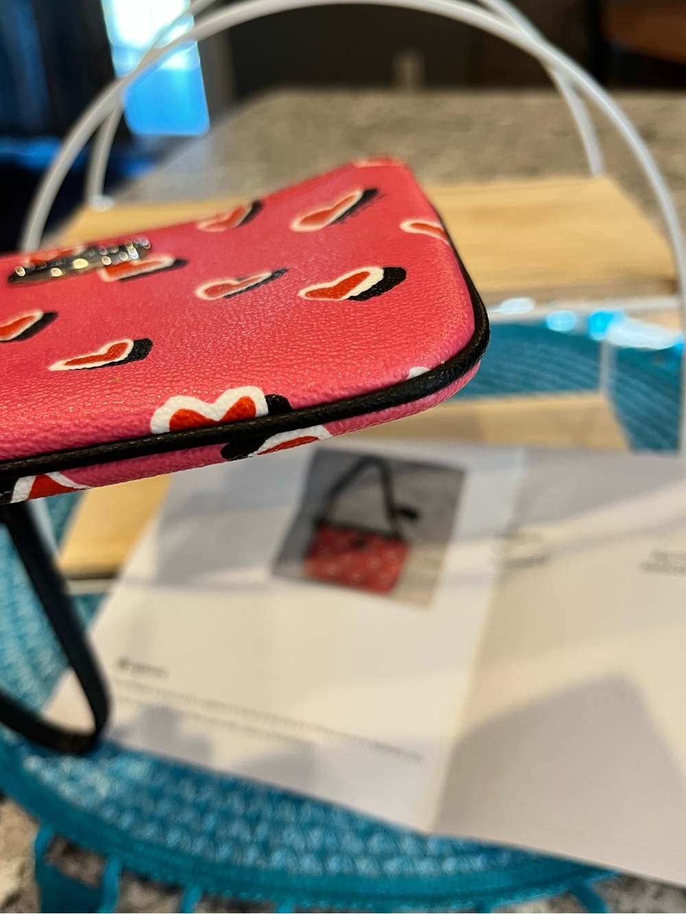 Coach Pink Heart Print Wristlet - Picture 10 of 12